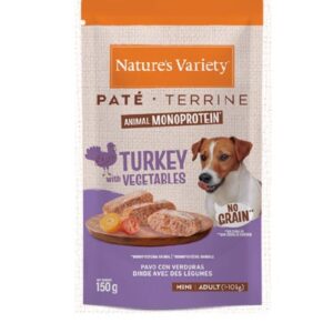 NATURE'S VARIETY DOG NO GRAIN PATÉ MINI PAVO 150g (8 uds./caja)