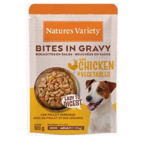 NATURE'S VARIETY DOG BOCADITOS EN SALSA MINI ADULT POLLO 100g (24 uds./caja)