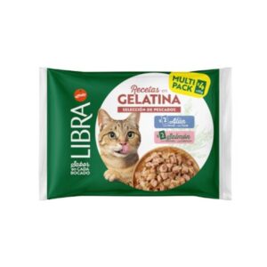LIBRA CAT BOCADITOS EN GELATINA FLOWPACK 2 CON ATÚN Y 2 CON SALMÓN 85g (15 uds./caja)