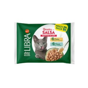 LIBRA CAT BOCADITOS EN SALSA FLOWPACK 2 CON POLLO Y 2 CON PAVO 85g (15 uds./caja)
