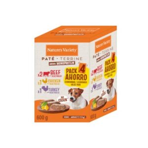 NATURE'S VARIETY DOG NO GRAIN PATÉ MINI MULTIPACK 4x150g (4 uds./caja)